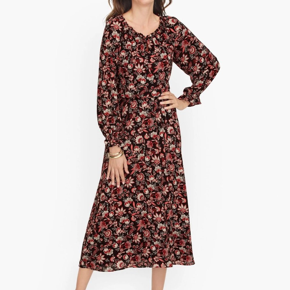 BRACELET SLEEVE AUTUMN GARDEN MIDI DRESS